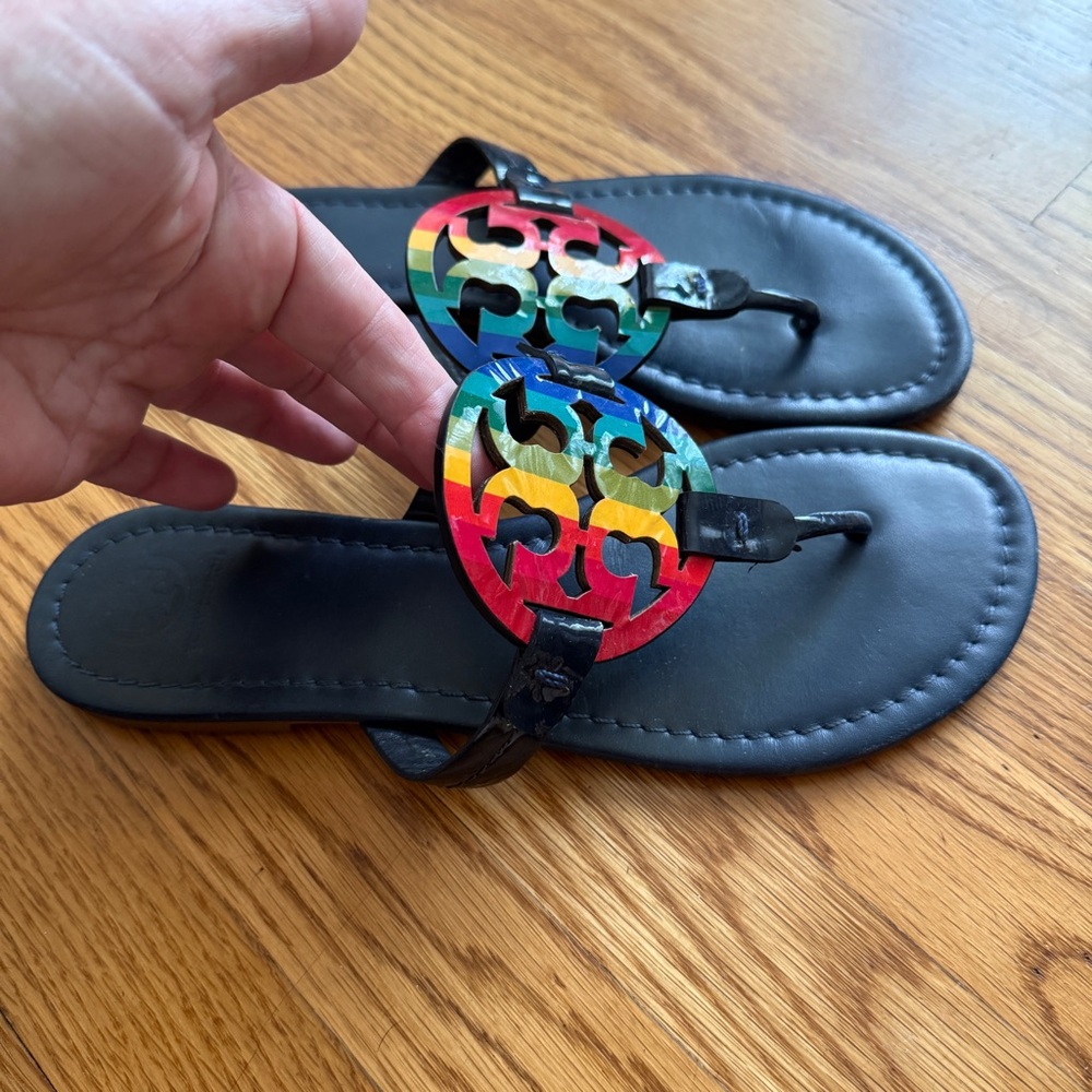 Tory Burch rainbow patent leather Miller sandals 9.5 - Picture 4 of 8